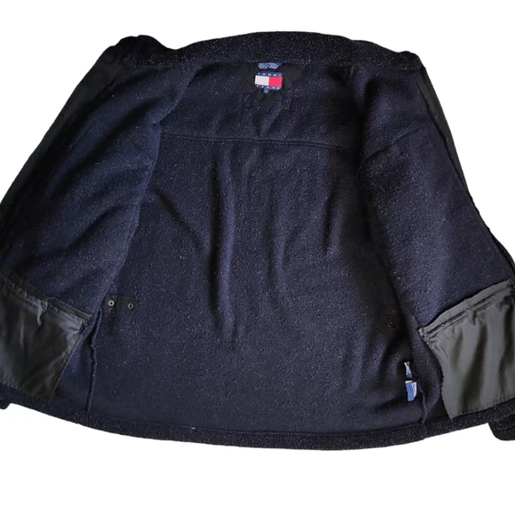 Vtg Y2K 2001 Tommy Hilfiger Fleece Full Zip Jacket Men's L Large Logo Flag TH